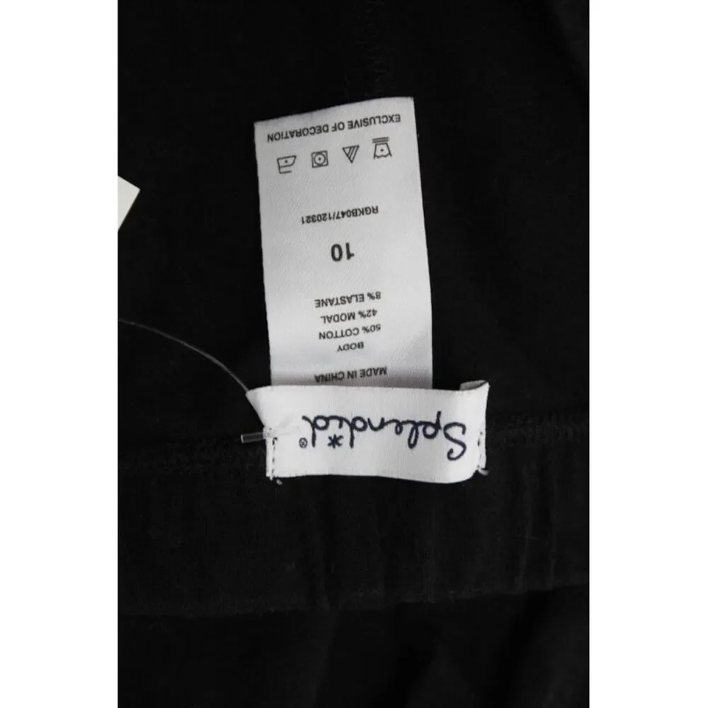 Splendid Girls Solid Cotton Blend Ankle Leggings Black Size 10
